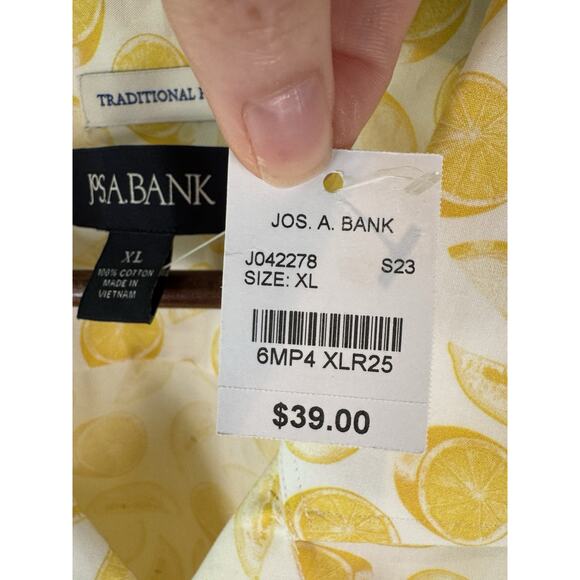 Jos A Bank Men’s XL Camp Shirt Lemon Print Button Down Short Sleeve Cotton NEW - Picture 7 of 7